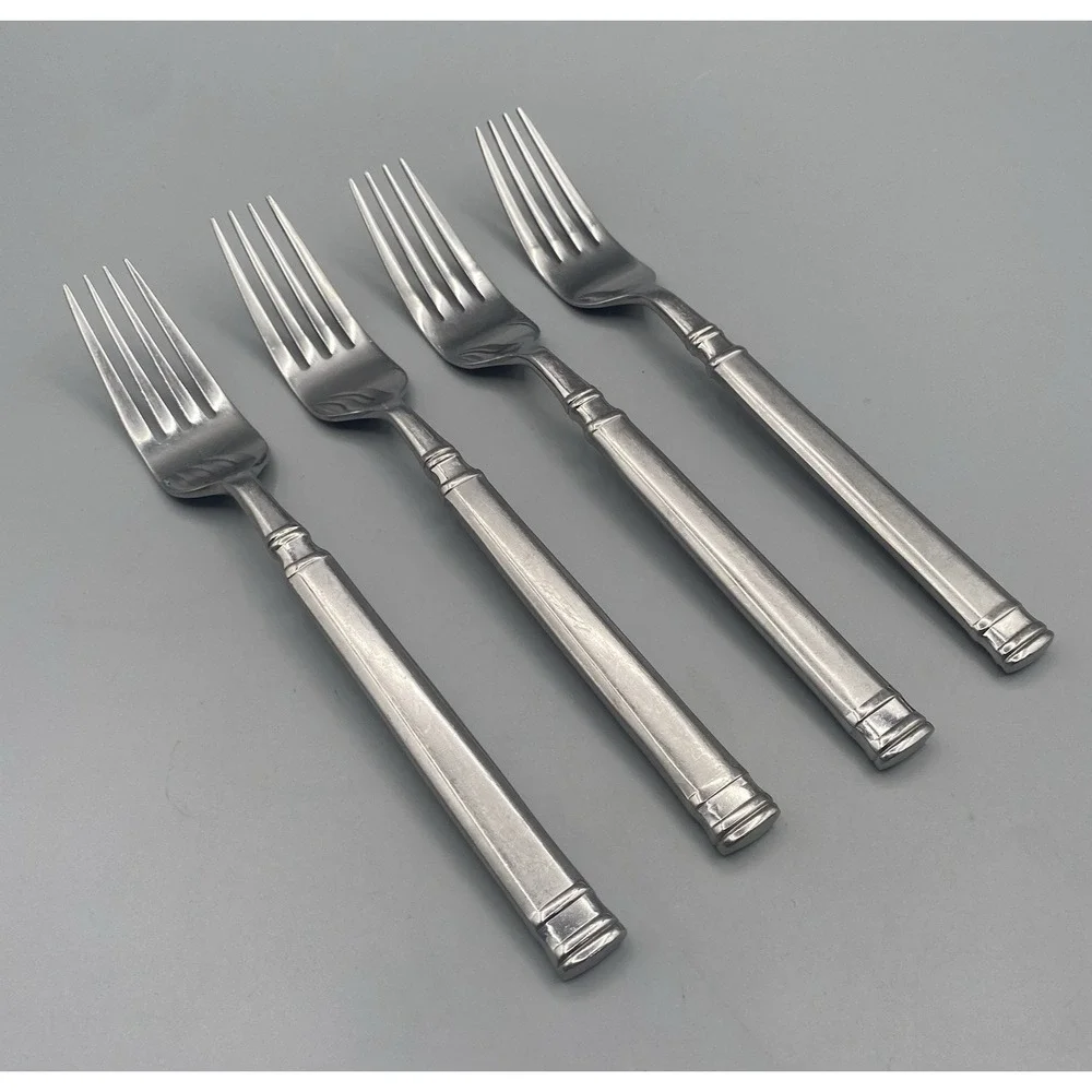 Hampton Silversmiths OPTIMUM  4pcs Dinner Forks Frosted‎ Stainless Flatware 8